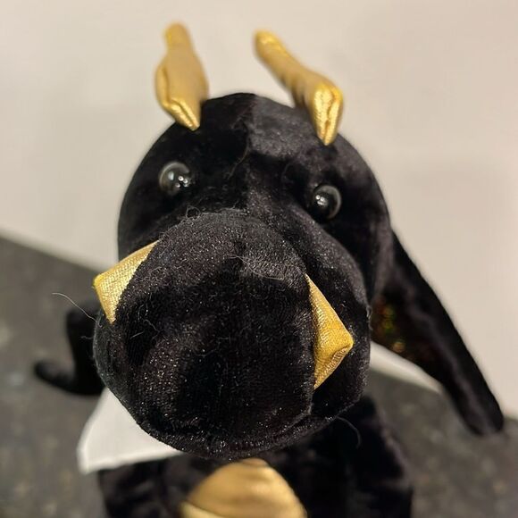 Merlin Winged Dragon 9” Stuffed Black Gold Plush Animal Douglas Cuddle Toys 2015 - Picture 3 of 10